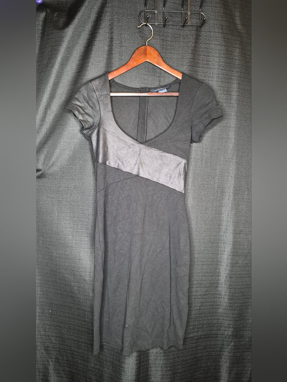 French Connection Black Short Sleeve Scoop Mini Dress